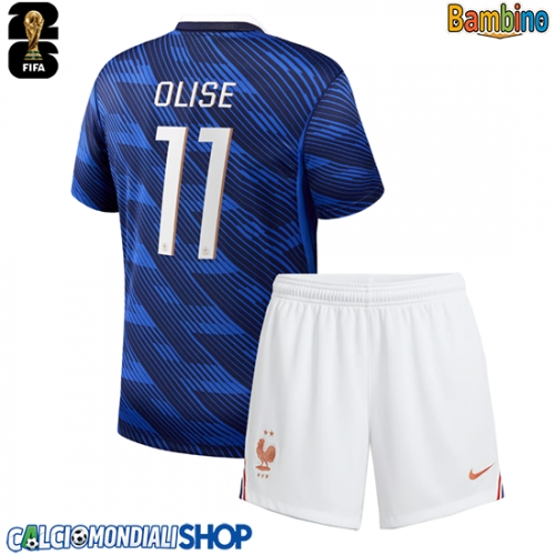 Maglie da calcio Francia Michael Olise #11 Prima Maglia Bambino Mondiali 2026  Manica Corta + Pantaloni corti)